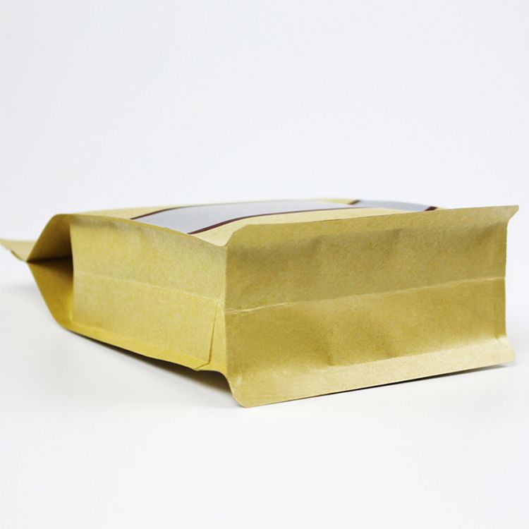 Spot Frosted Window Eight Edge Kraft Paper Bag Nut Food Bag Aluminized Self-Sealing Bone Bag Custom Logo Specification drawing