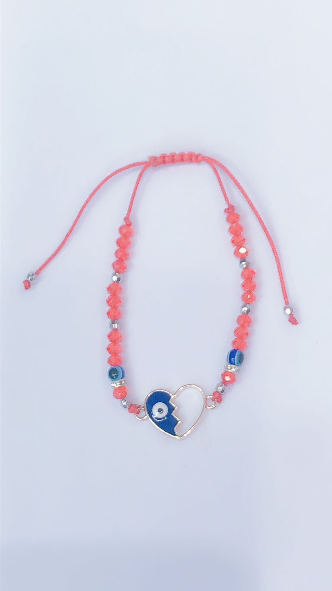 Wear the crystal double pendant accessory heart-shaped eyes, five-pointed star eyes, oval eyes bracelet with a flat knot at the middle end detail image 4