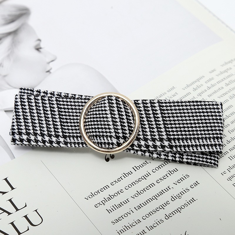 Korean version new creative hair band, classic checkered fabric, fashionable bow, straight clip, hair clip manufacturer wholesale detail image 3