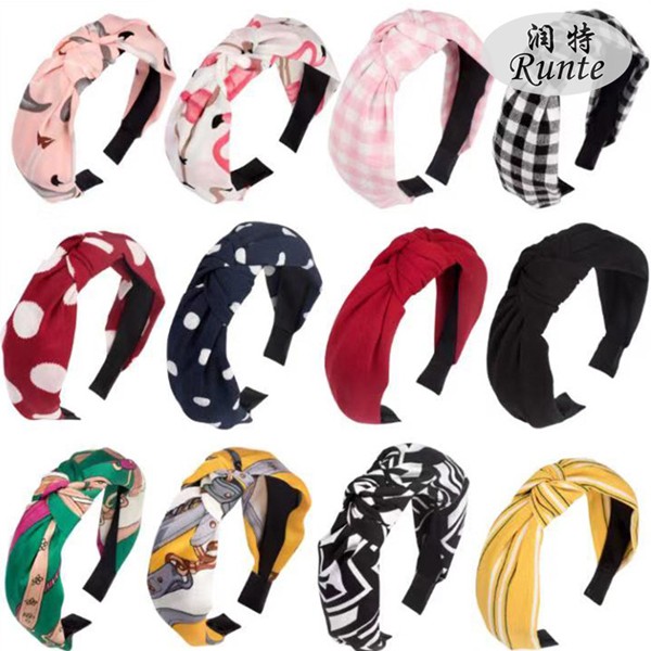 Direct sales from the manufacturer of cross-border fashion printed fabric hair bands, floral knotted headbands and leopard print headwear from Europe and America pic 1