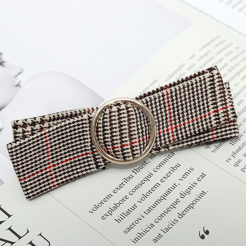 Korean version new creative hair band, classic checkered fabric, fashionable bow, straight clip, hair clip manufacturer wholesale Specification image