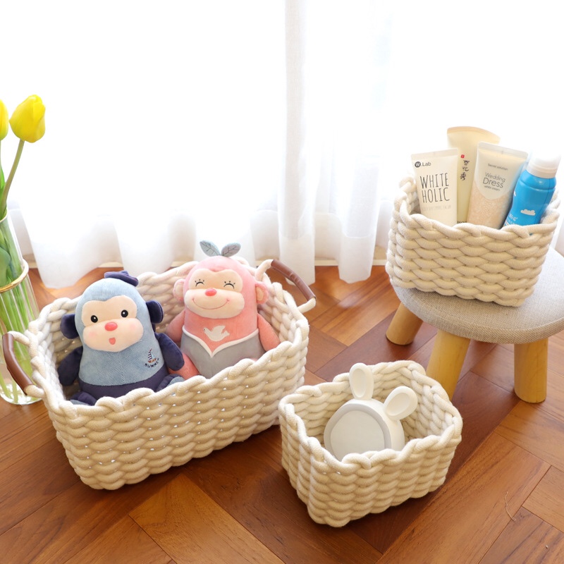 New Nordic Woven Basket Thick Cotton Rope Storage Box Storage Basket Storage Basket Dirty Clothes Basket Desktop Snack Sundry Basket Specification drawing