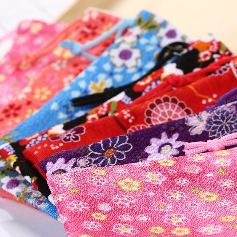 Wholesale Japanese Japanese-style series of fashionable and retro crepe drawstring pockets, simple and portable coin purifiers available for customization details Picture