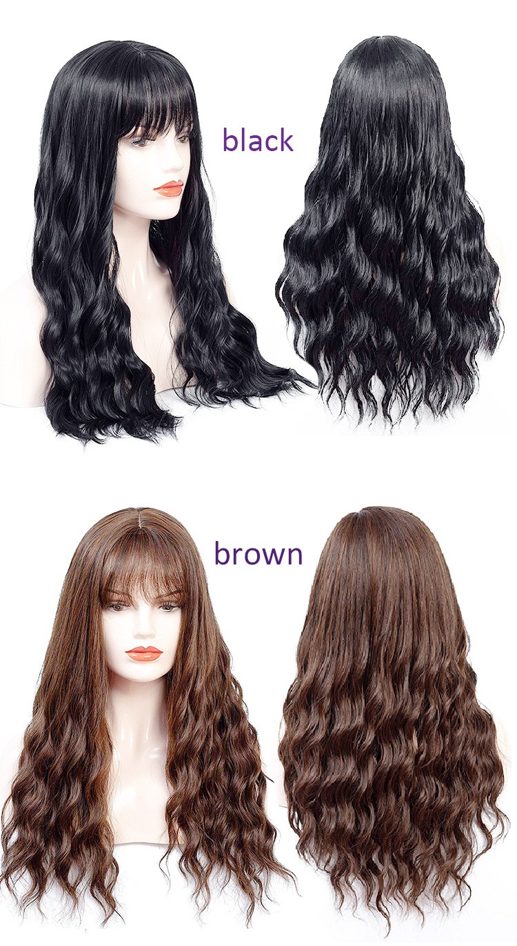 New best-selling synthetic fiber wig, long and fluffy curly hair, corn perm wig head cover detail image 4