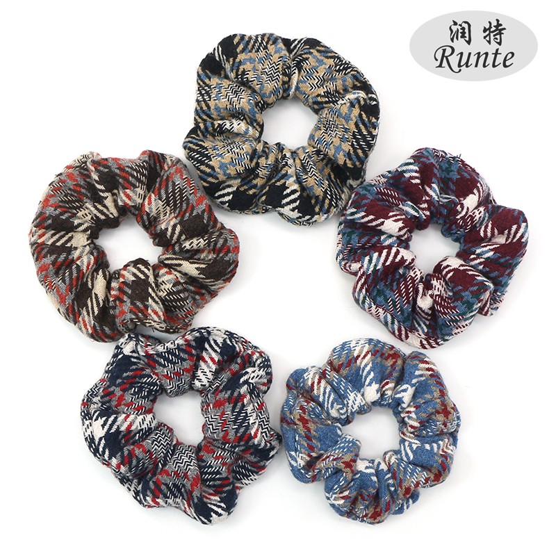 韩国新款IU同款呢料肥大肠圈发圈 简约丸子头扎马尾发尾头绳发饰详情图1