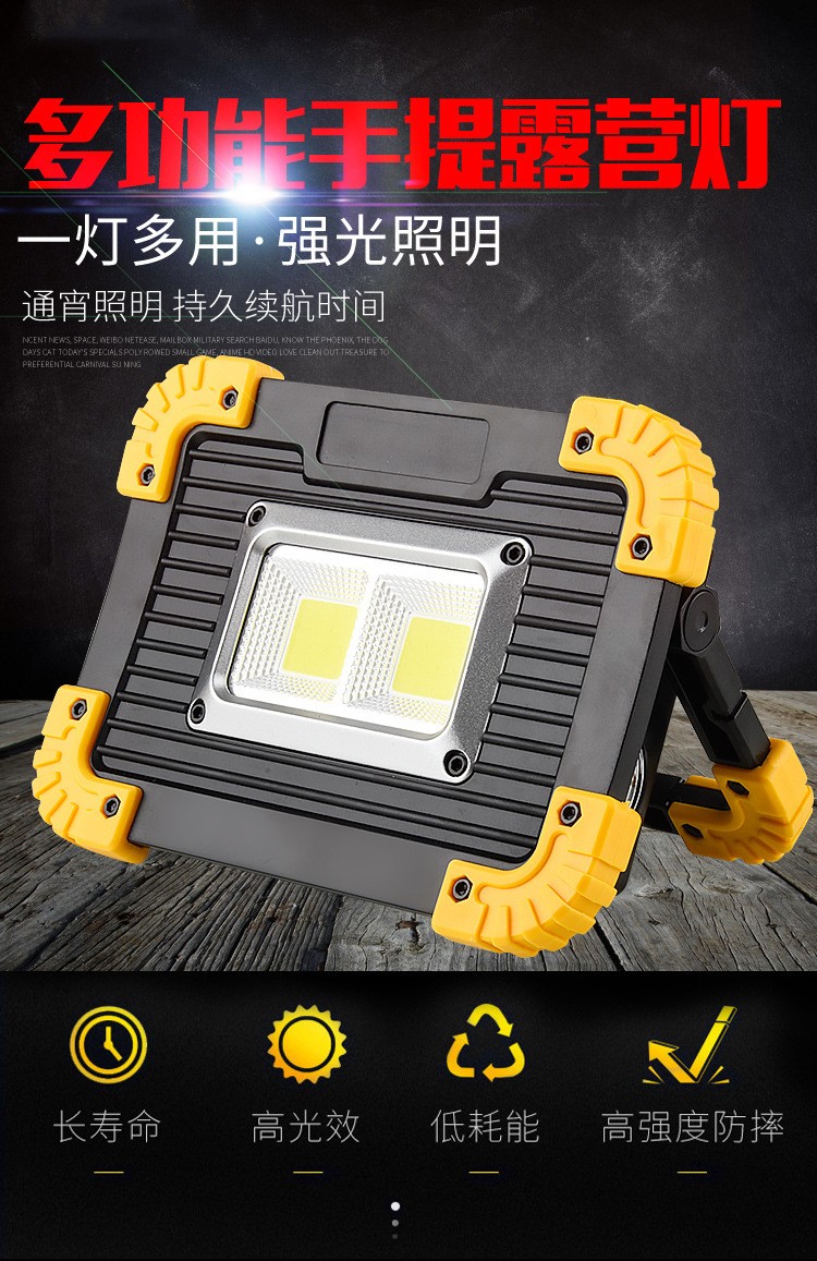 LED泛光灯 20W多功能COB工作灯 侧灯+COB泛光灯+充电宝功能详情图1