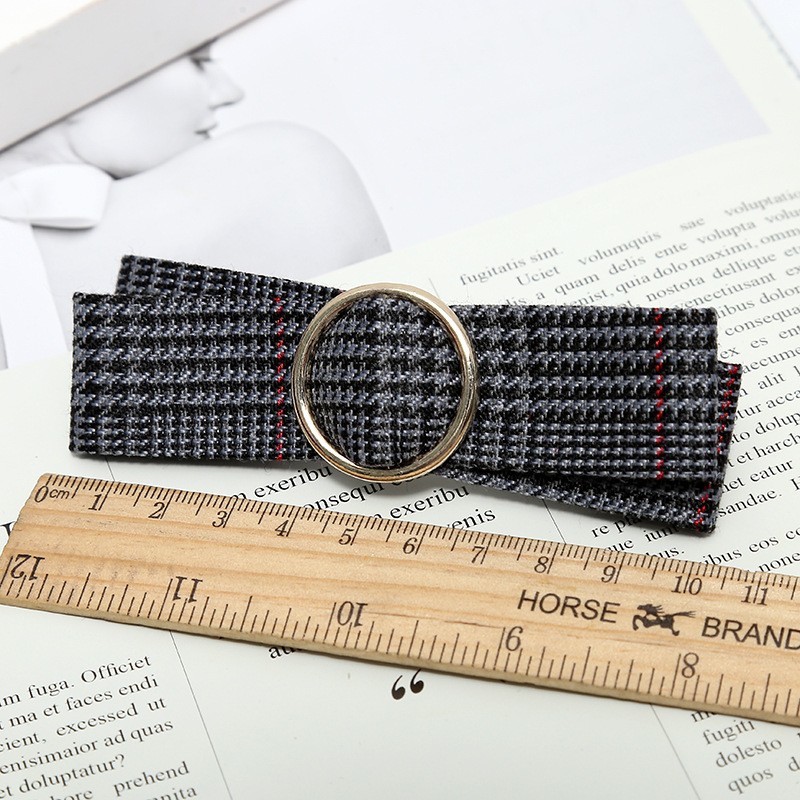 Korean version new creative hair band, classic checkered fabric, fashionable bow, straight clip, hair clip manufacturer wholesale detail image 4
