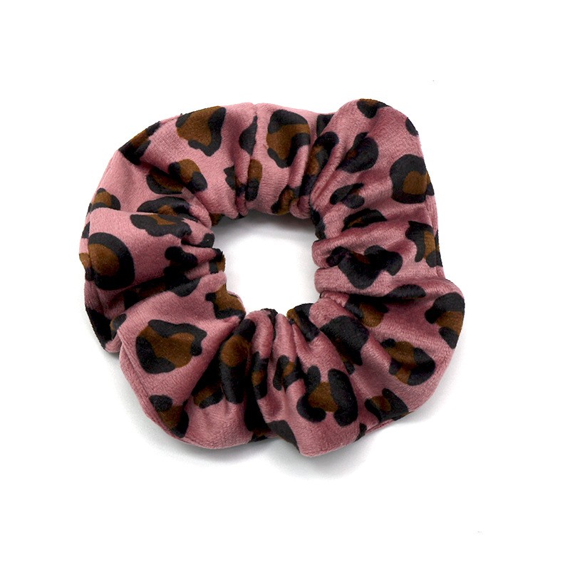 韩国东大门豹纹绒布发圈黑色粗发绳 时尚简约扎头发皮筋头绳发饰详情图2