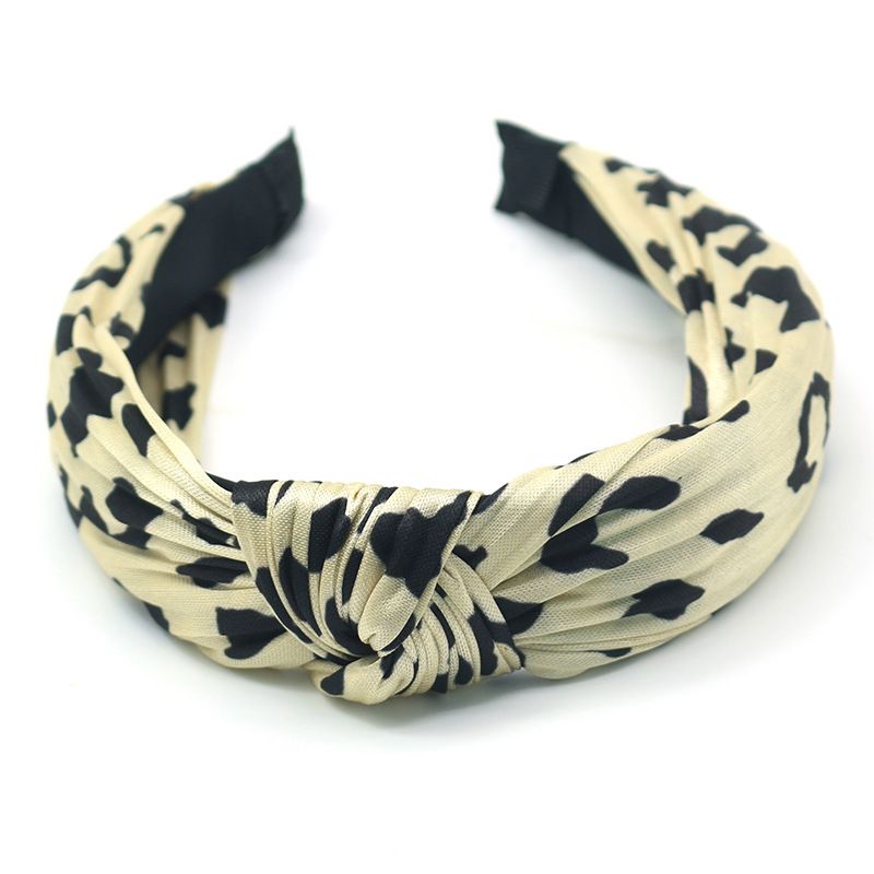 欧美新款缎面真丝数码印打结发箍 时尚复古豹纹鳄鱼纹头箍发饰产品图