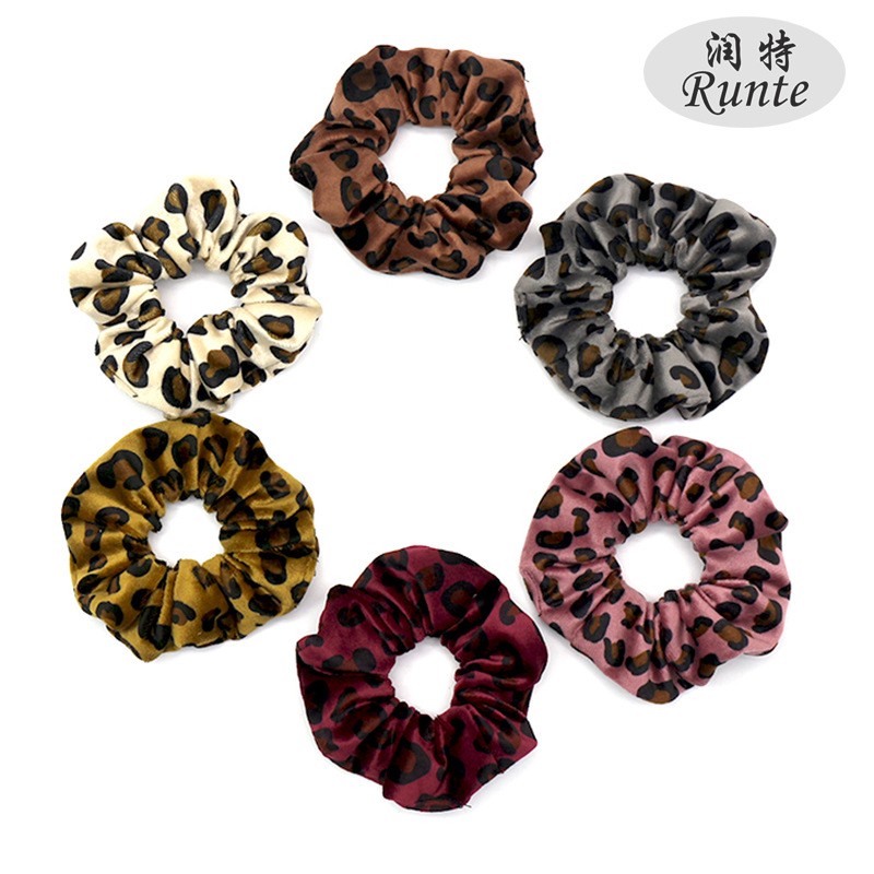 韩国东大门豹纹绒布发圈黑色粗发绳 时尚简约扎头发皮筋头绳发饰详情图1