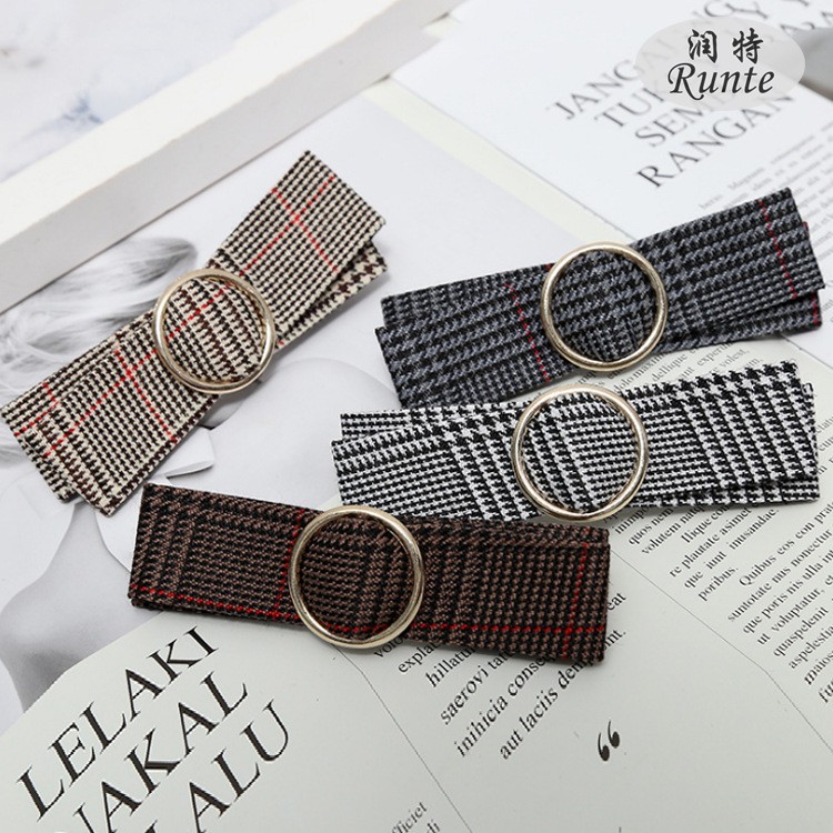 Korean version new creative hair band, classic checkered fabric, fashionable bow, straight clip, hair clip manufacturer wholesale detail image 1