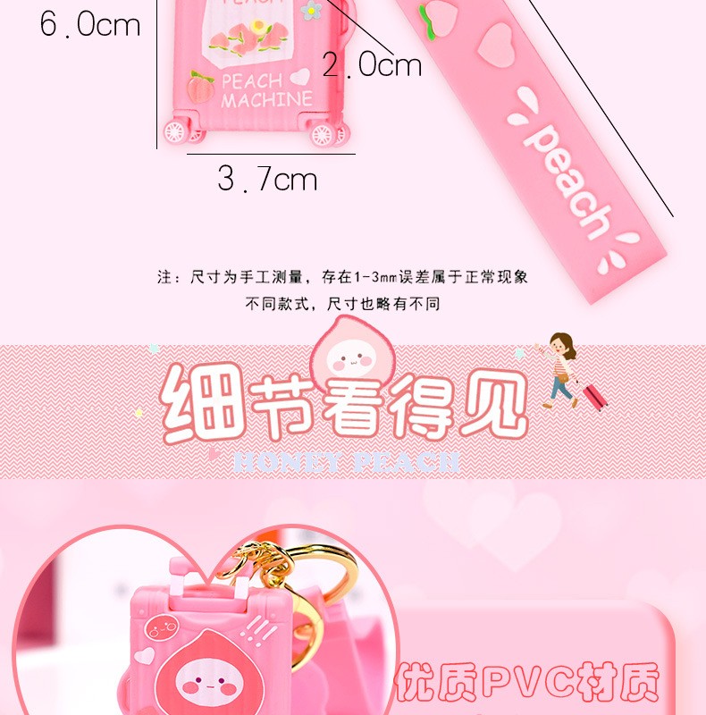 Peach/Shiba Inu suitcase keychain, creative and personalized, fashionable and cute bag pendant for Japanese and Korean men and women, mini detail image 3