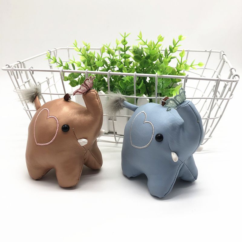 Design pu leather baby elephant Judy plush toy key chain Elephant pendant backpack pendant claw machine doll