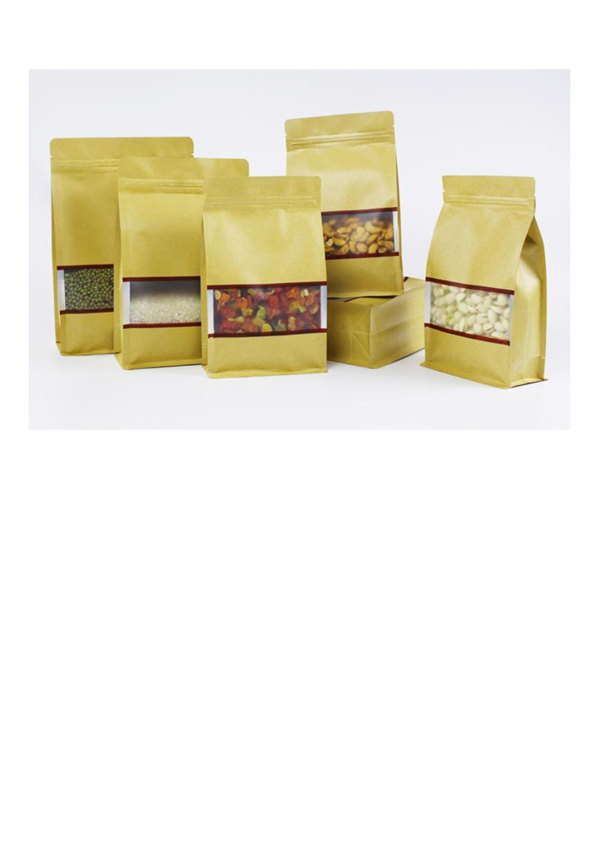 Spot Frosted Window Eight Edge Kraft Paper Bag Nut Food Bag Aluminized Self-Sealing Bone Bag Custom Logo undefined