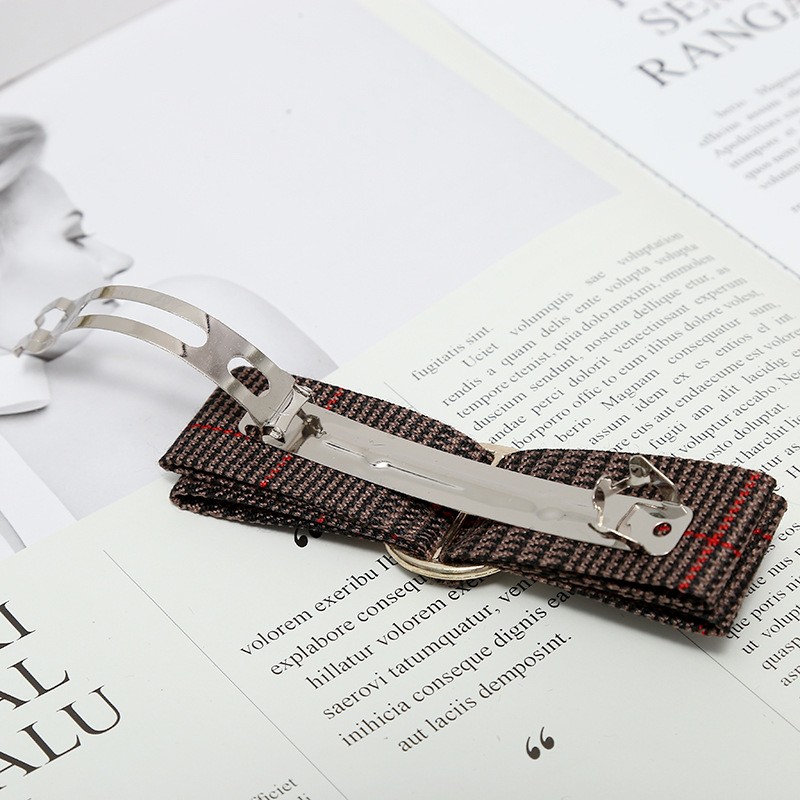 Korean version new creative hair band, classic checkered fabric, fashionable bow, straight clip, hair clip manufacturer wholesale detail image 5