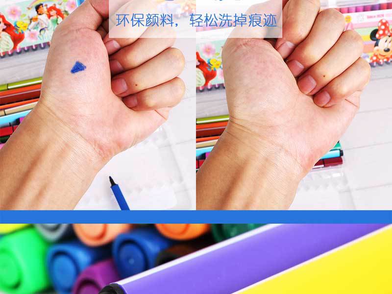 7119热三角杆水彩笔36色套装可水洗儿童小学生绘画笔销新款白底实物图