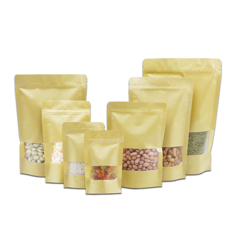 Food Bag Kraft Paper Window Self-Sealing Bag Nuts Dried Fruit Snack Food Sealed Bag