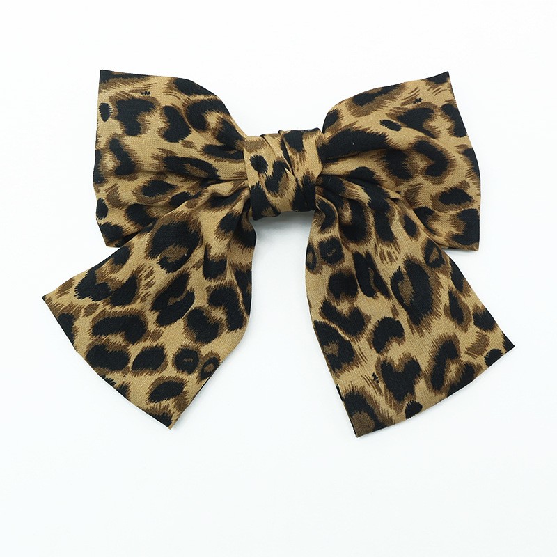 New leopard print oversized bow hair clip, velvet fabric spring clip, OL top clip, ponytail clip, hair tail clip, hair accessory detail image 4