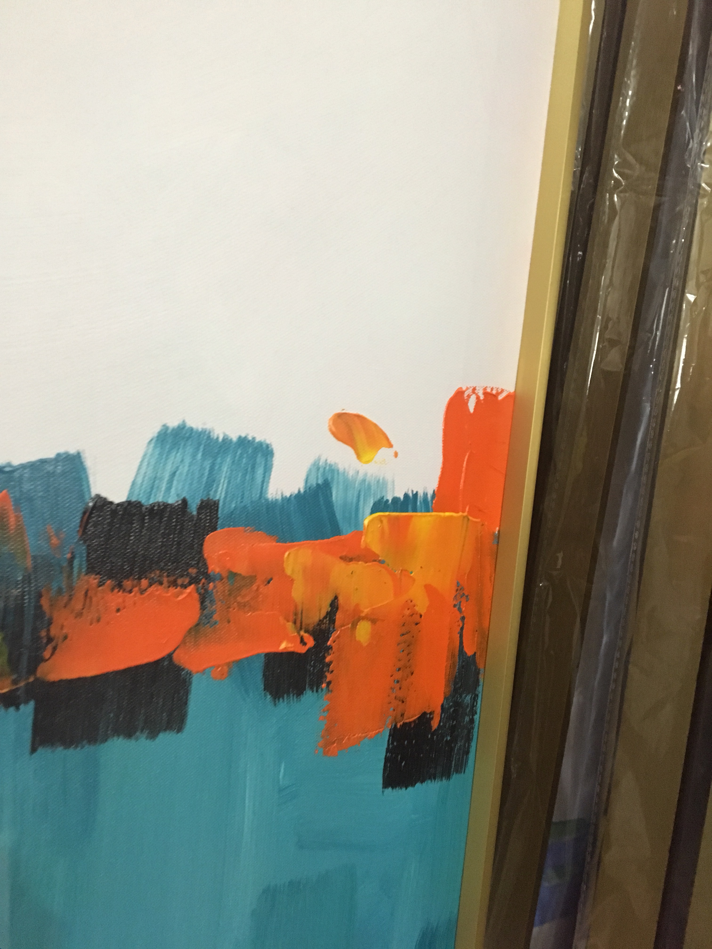 酒店宾馆挂画现代简约抽象油画卫生间挂画细节图