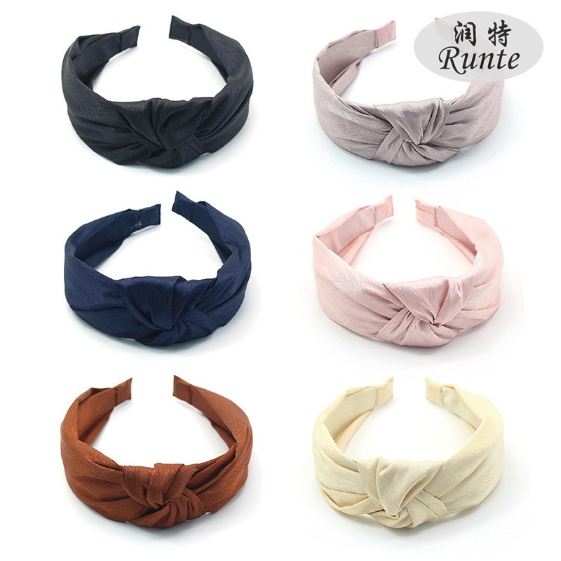 Korean autumn and winter new headband fashion fabric middle knot hair accessory, ladies' hairpin wide border smooth hair accessory detail image 1