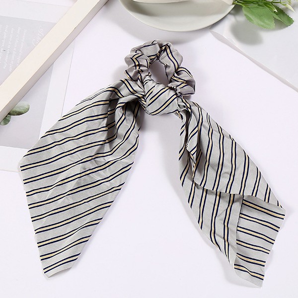 Korean InS-style retro French satin striped hair band, popular large intestine hair tie, hair tie and hair accessory detail image 2