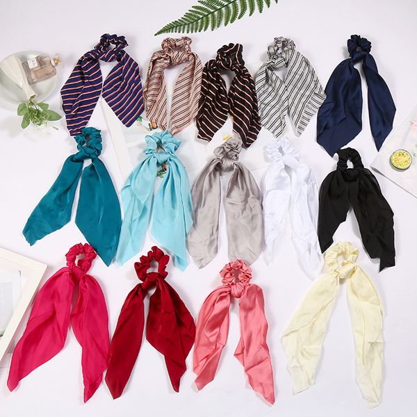 Korean InS-style retro French satin striped hair band, popular large intestine hair tie, hair tie and hair accessory