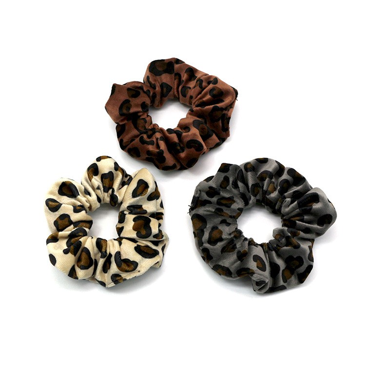 韩国东大门豹纹绒布发圈黑色粗发绳 时尚简约扎头发皮筋头绳发饰详情图6