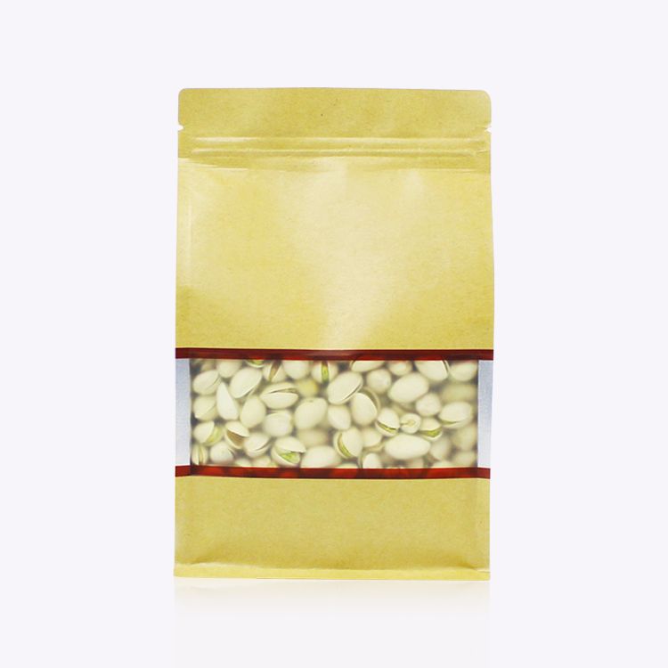 Spot Frosted Window Eight Edge Kraft Paper Bag Nut Food Bag Aluminized Self-Sealing Bone Bag Custom Logo Item Picture