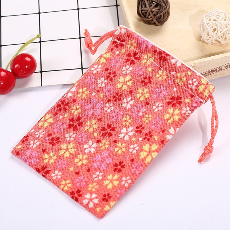 Wholesale Japanese Japanese-style series of fashionable and retro crepe drawstring pockets, simple and portable coin purifiers available for customization Specification image