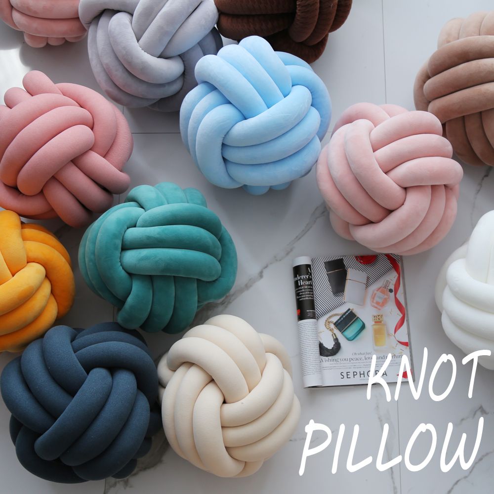 Ins web celebrity is decorated with the same creative Nordic Denmark knot ball knot pillow knitting ball thumbnail