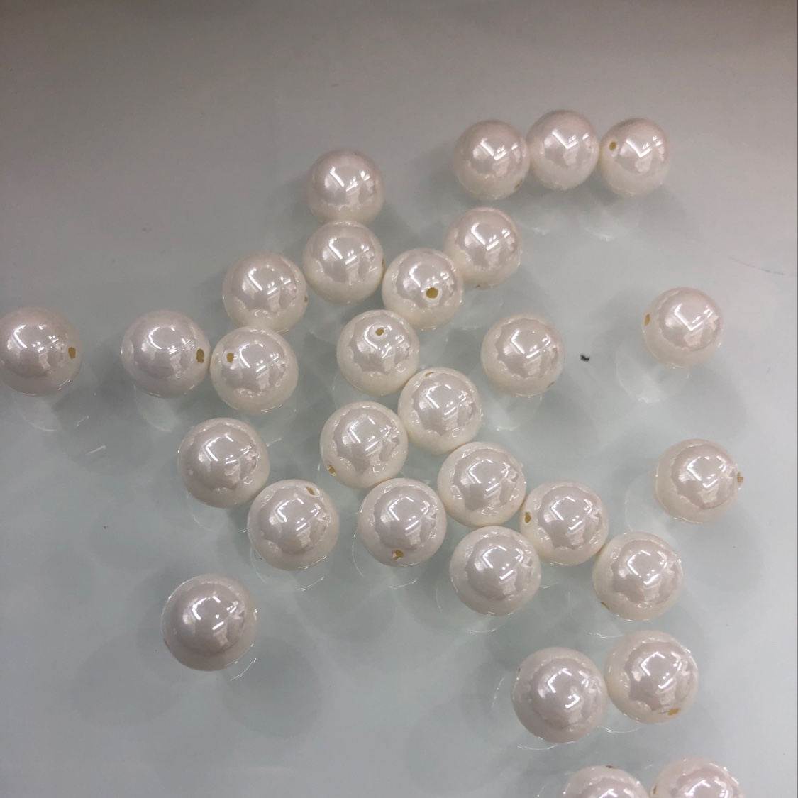 10m straight-hole imitation porcelain white bead string details Picture