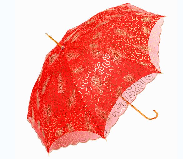The manufacturer's new double-layer lace wedding umbrella, peacock embroidered bride umbrella, long-handled red dowry umbrella