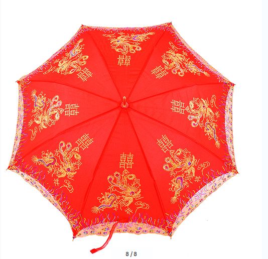 Red wedding lace trim wedding umbrella, double-layer dragon and phoenix auspicious embroidered wedding umbrella Application Scenario