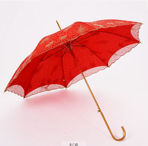 The manufacturer's new double-layer lace wedding umbrella, peacock embroidered bride umbrella, long-handled red dowry umbrella Application Scenario