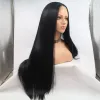 European and American wig for women, high-temperature black long straight hair, lace synthetic fiber wig head cover details Picture