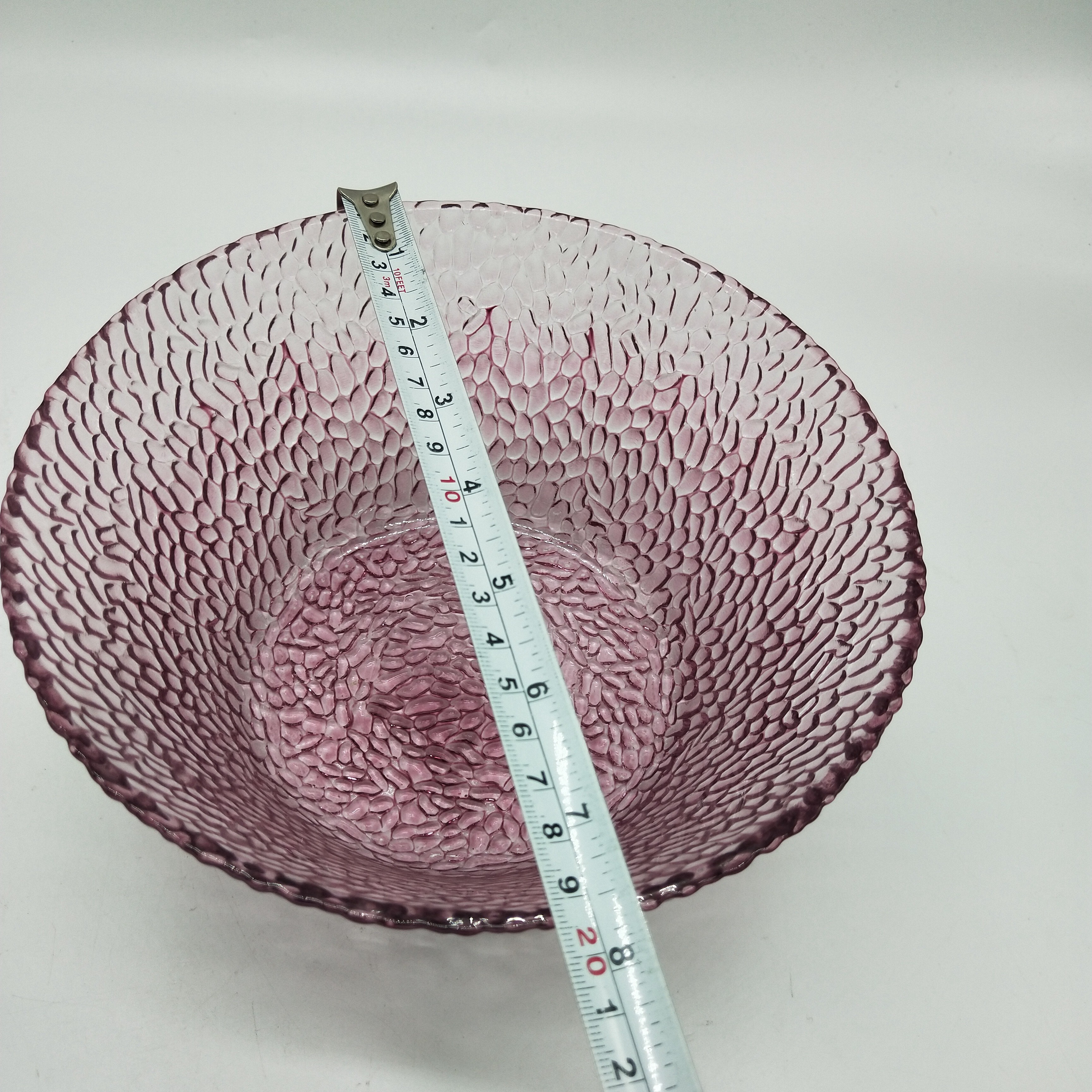 欧式锤纹沙拉碗玻璃碗彩色水果盘透明果斗家用水果碗沙拉碗详情图9