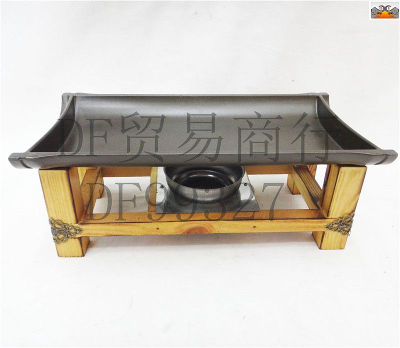 DF99327   竹节陶板韩式不粘烤盘长方形商用酒精炉烤肉烤鱼盘竹节陶板铁板烧干锅家DF  TRADING HOUSE