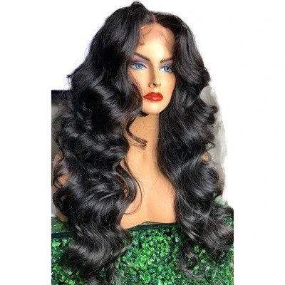 New mid-parted long curly hair wig, fluffy black long hair, European and American style detail image 3