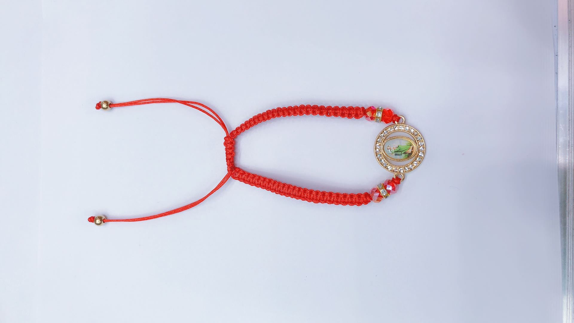 Flat Knot Braided Bracelet Alloy Outer Circle Dot Drill Middle Drop Oil Religious Figure Specification drawing