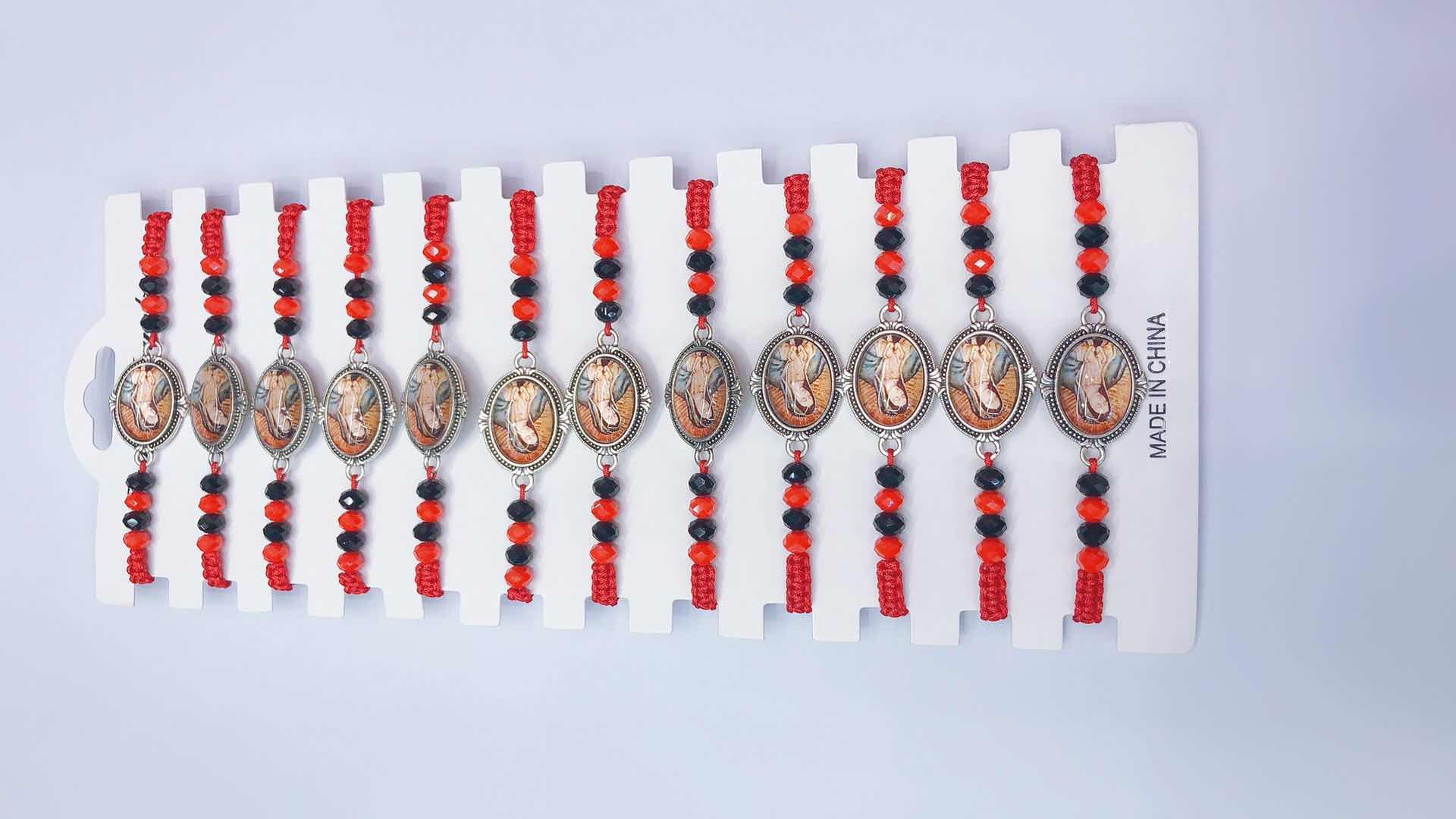 Flat Knot Braided Bracelet With Crystal Center Alloy Plus Glass Religious Figure details Picture