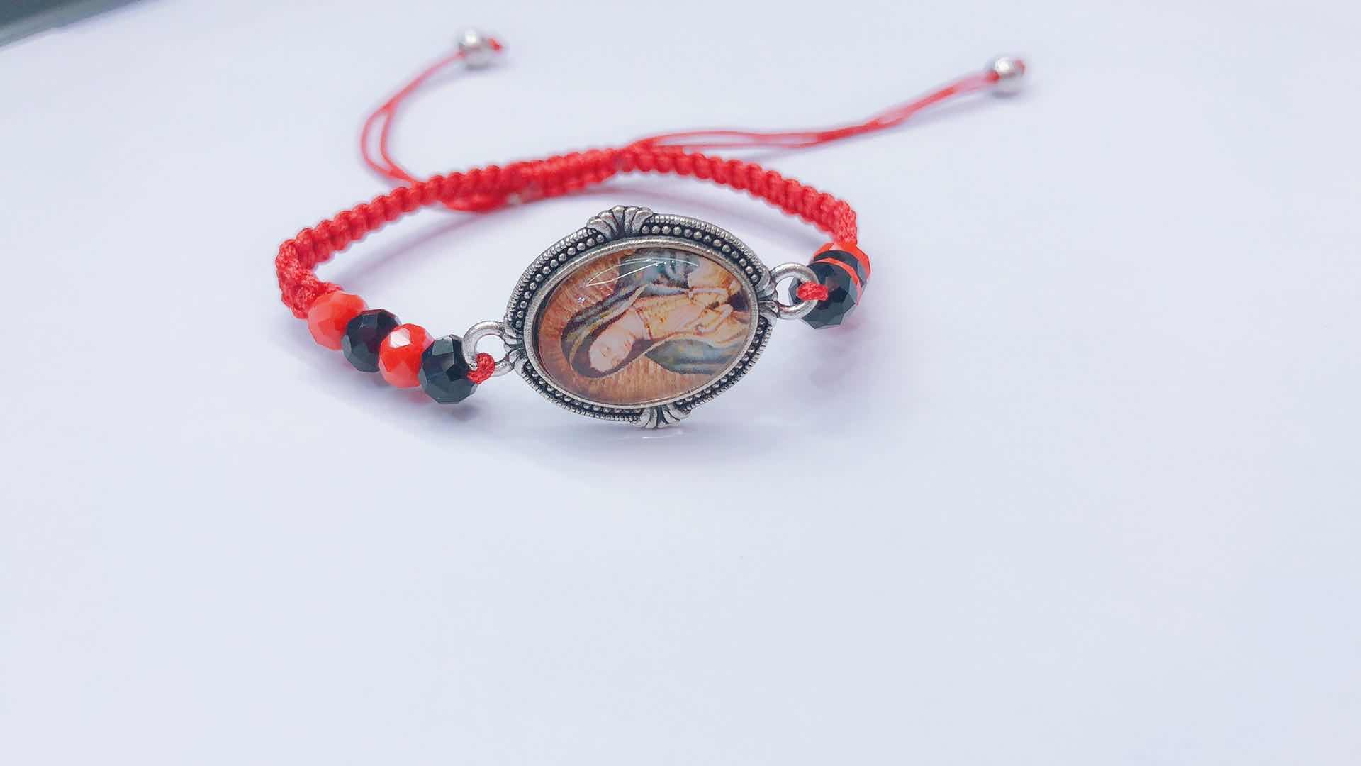 Flat Knot Braided Bracelet With Crystal Center Alloy Plus Glass Religious Figure Application Scenario