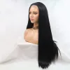European and American wig for women, high-temperature black long straight hair, lace synthetic fiber wig head cover Specification image