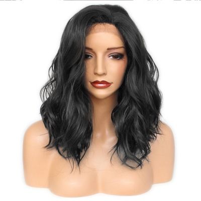 New wig for European and American women, small lace, slightly curly, medium-long curly, corn silk and synthetic fiber hair cover