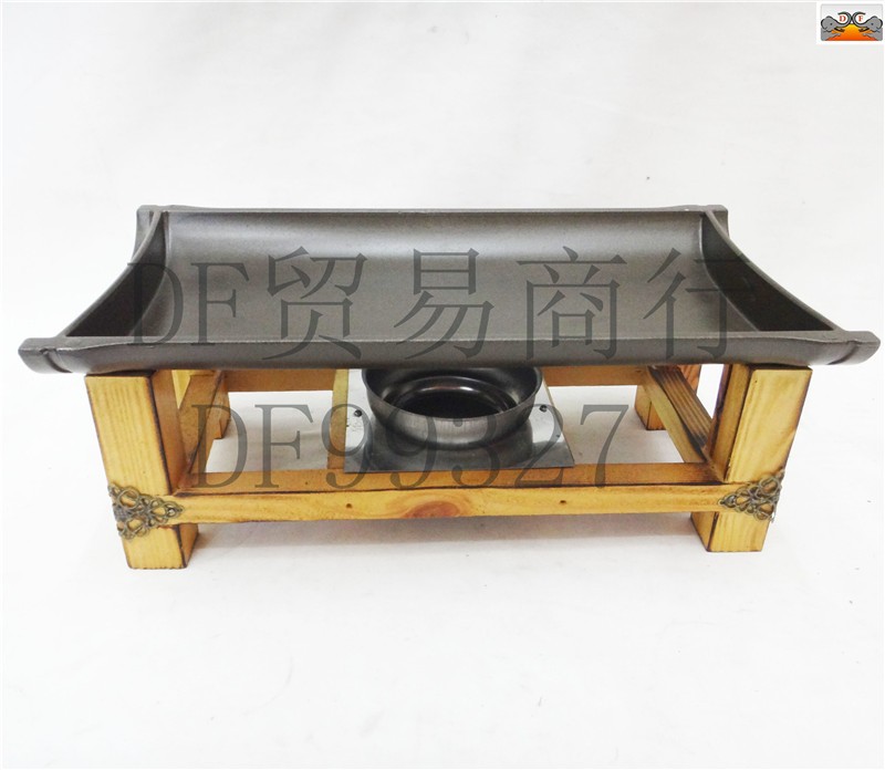 DF99327   竹节陶板韩式不粘烤盘长方形商用酒精炉烤肉烤鱼盘竹节陶板铁板烧干锅家DF  TRADING HOUSE详情图4