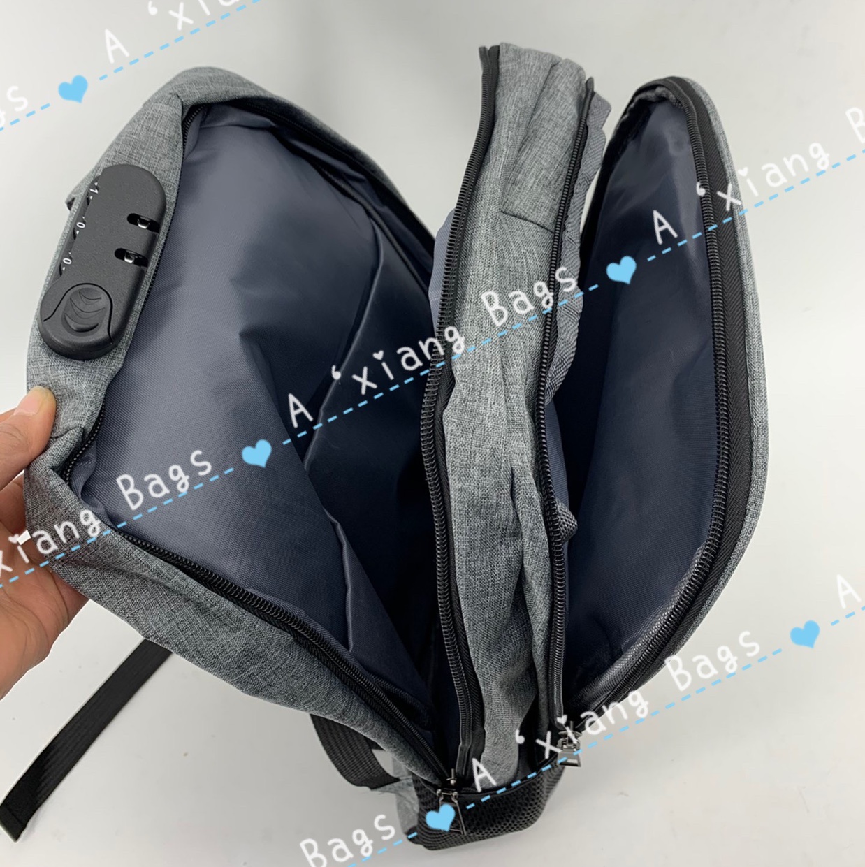 多功能电脑双肩背包 带锁 带USB详情图7