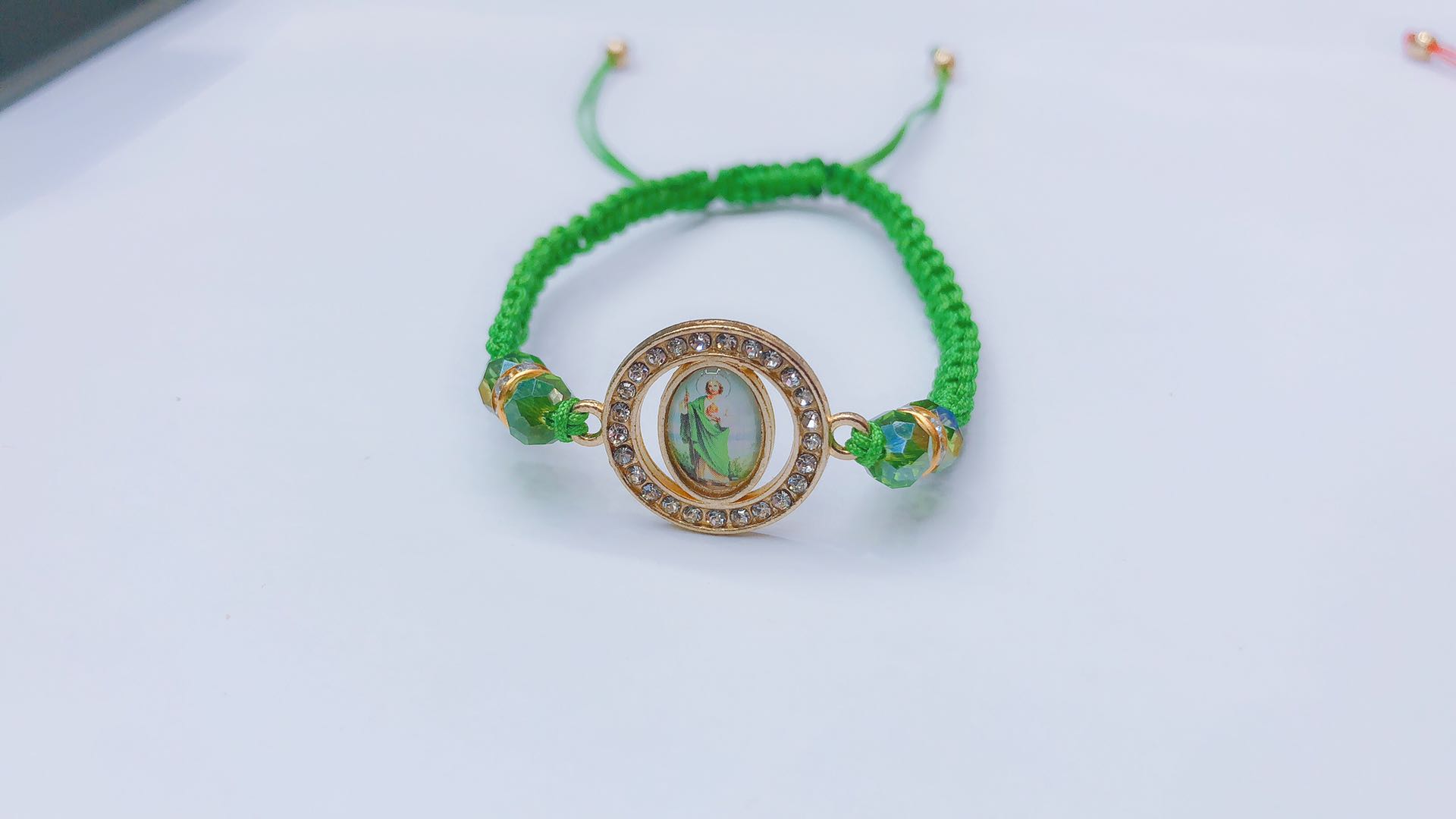 Flat Knot Braided Bracelet Alloy Outer Circle Dot Drill Middle Drop Oil Religious Figure Specification drawing