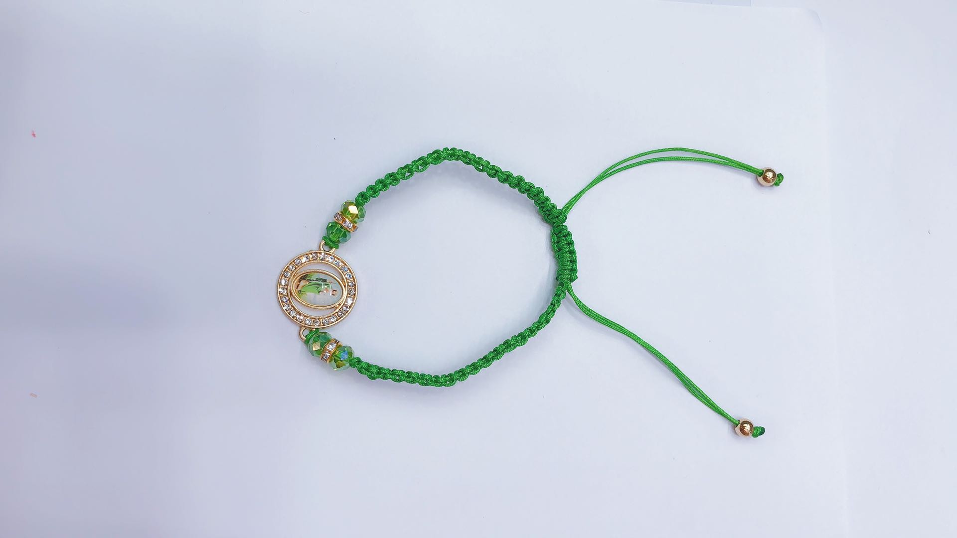 Flat Knot Braided Bracelet Alloy Outer Circle Dot Drill Middle Drop Oil Religious Figure undefined