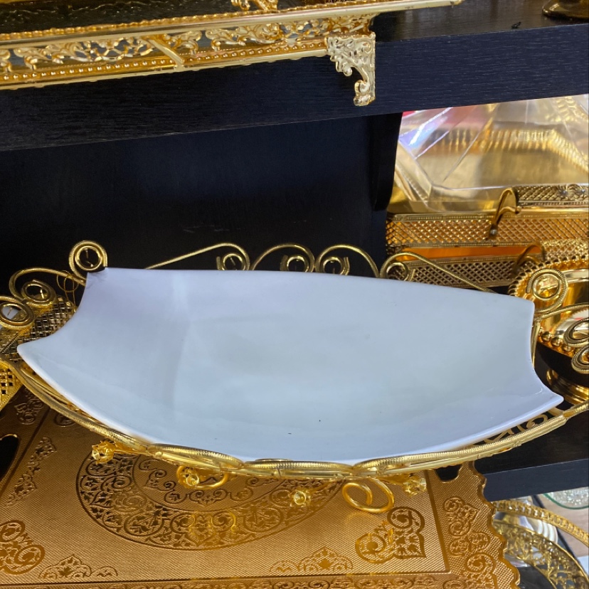 新款五金陶瓷水果盘