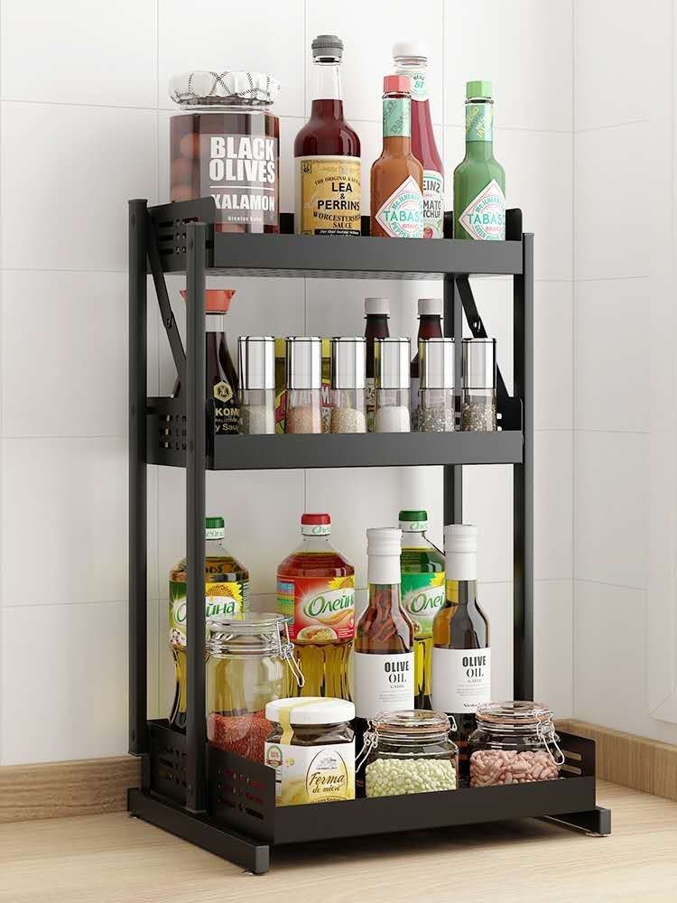 厨房置物架调料瓶收纳桌面调味盒储物用品多功能三层台面架子      A980详情图1