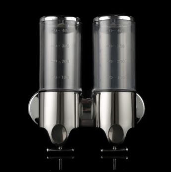 Double head transparent soap dispenser Stainless steel pull-press soap box wall-mounted manual soap dispenser